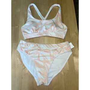 Athleta Pink and White One Piece Swimsuit